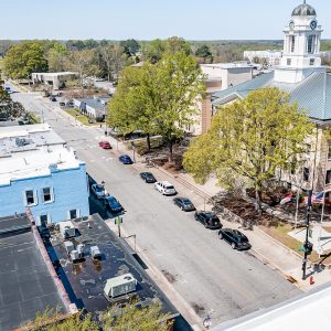 Ariel view of a small town