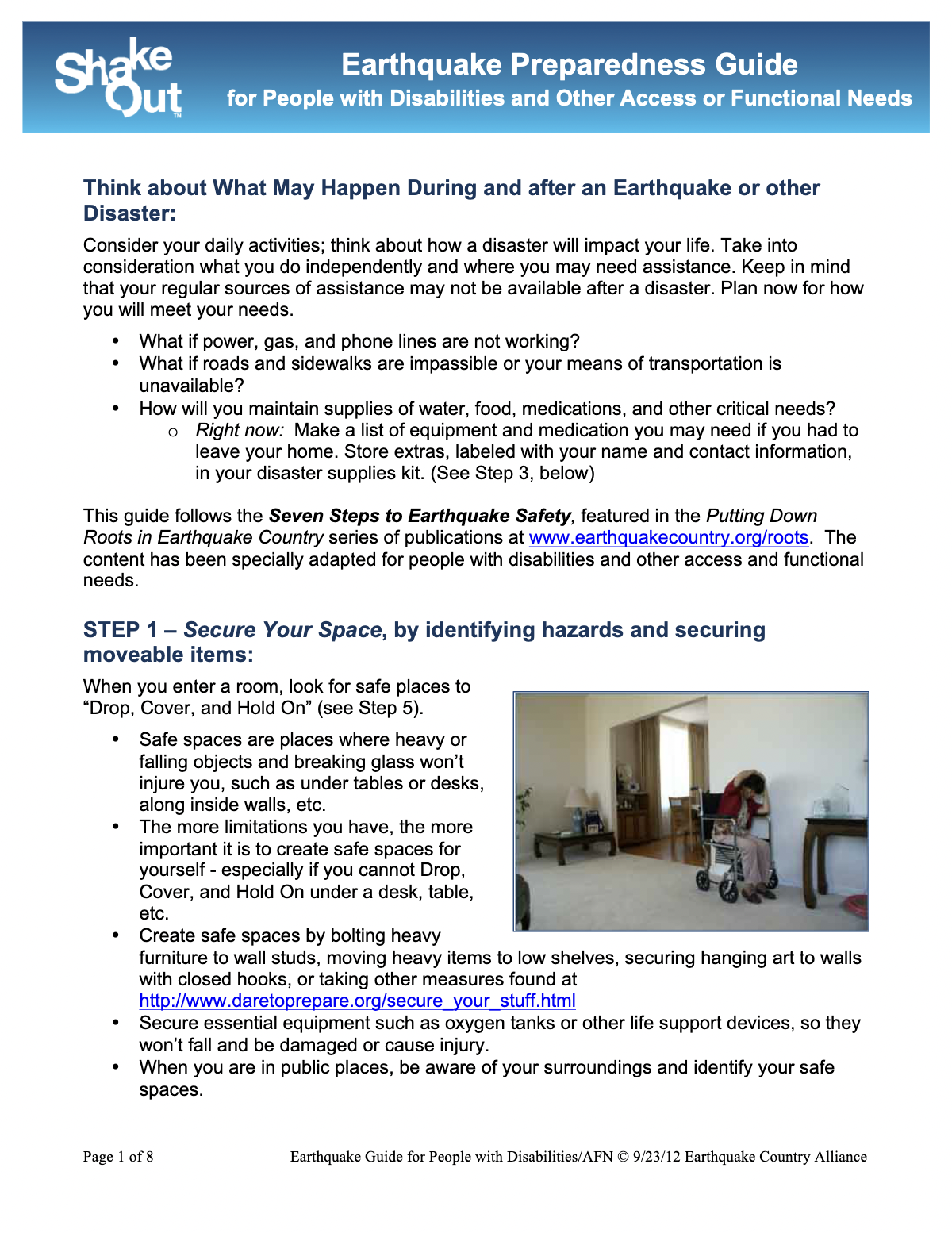 Screenshot of Earthquake Preparedness Guide PDF