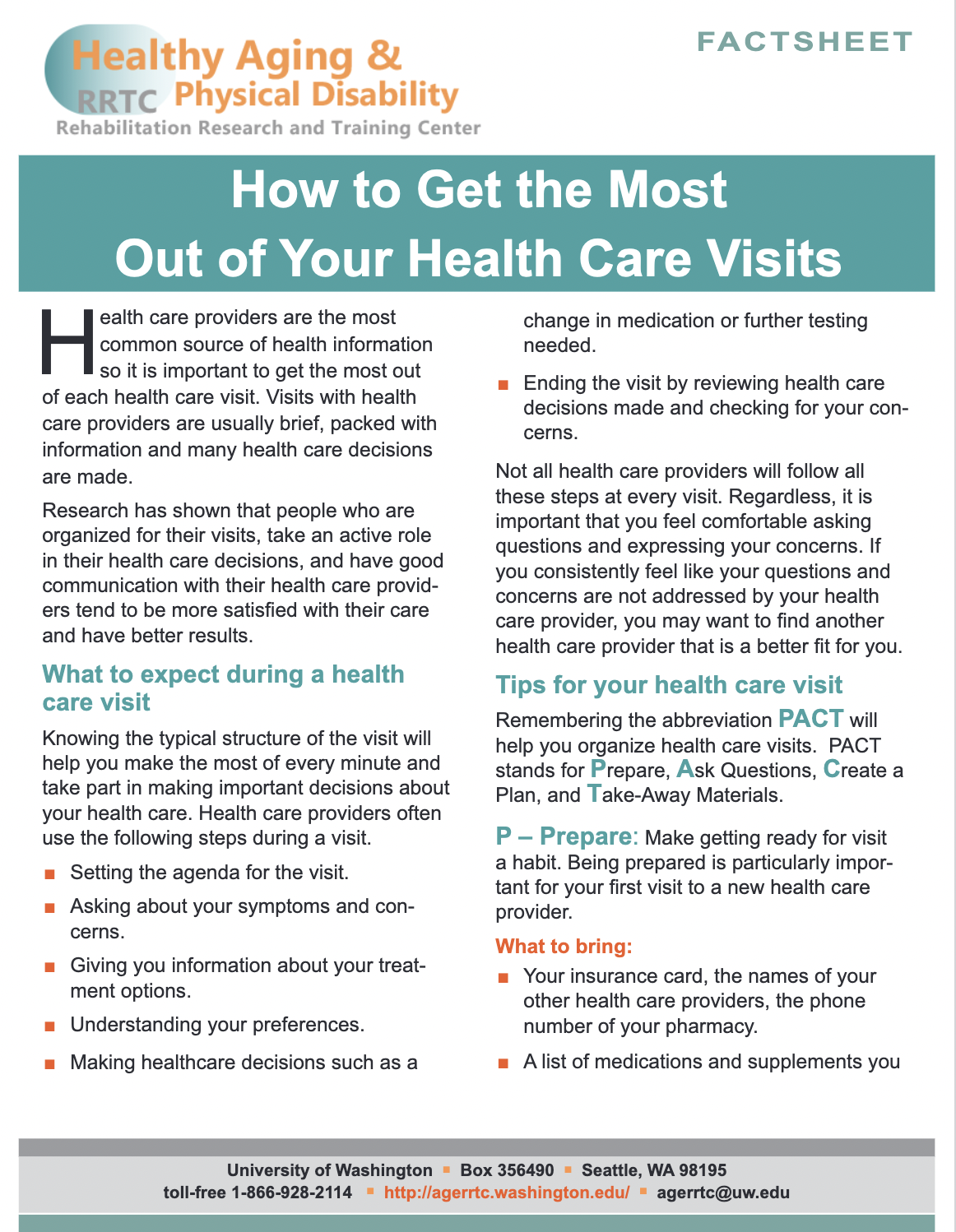 Screenshot of How to Get the Most Out of Your Health Care Visits PDF