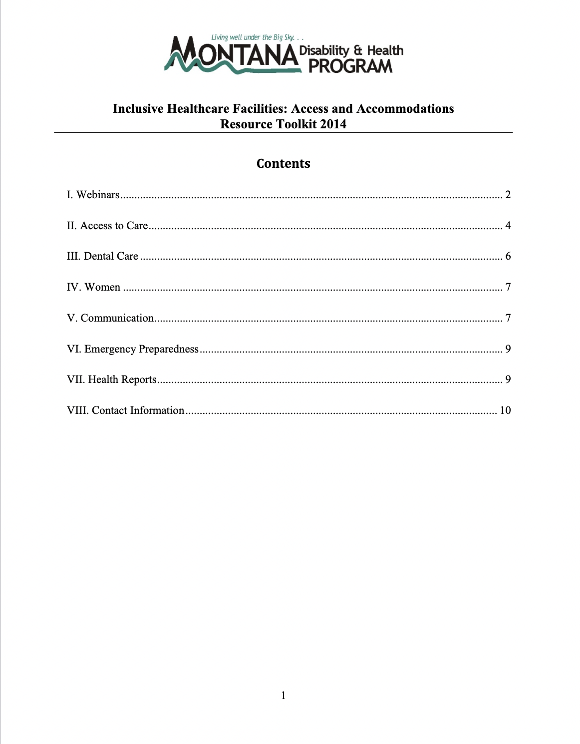 Screenshot of Inclusive Healthcare Facilities: Access and Accommodations Resource Toolkit PDF