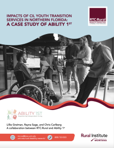 Screenshot of Impacts of CIL Youth Transition Services in Northern Florida: A Case Study of Ability 1st cover page
