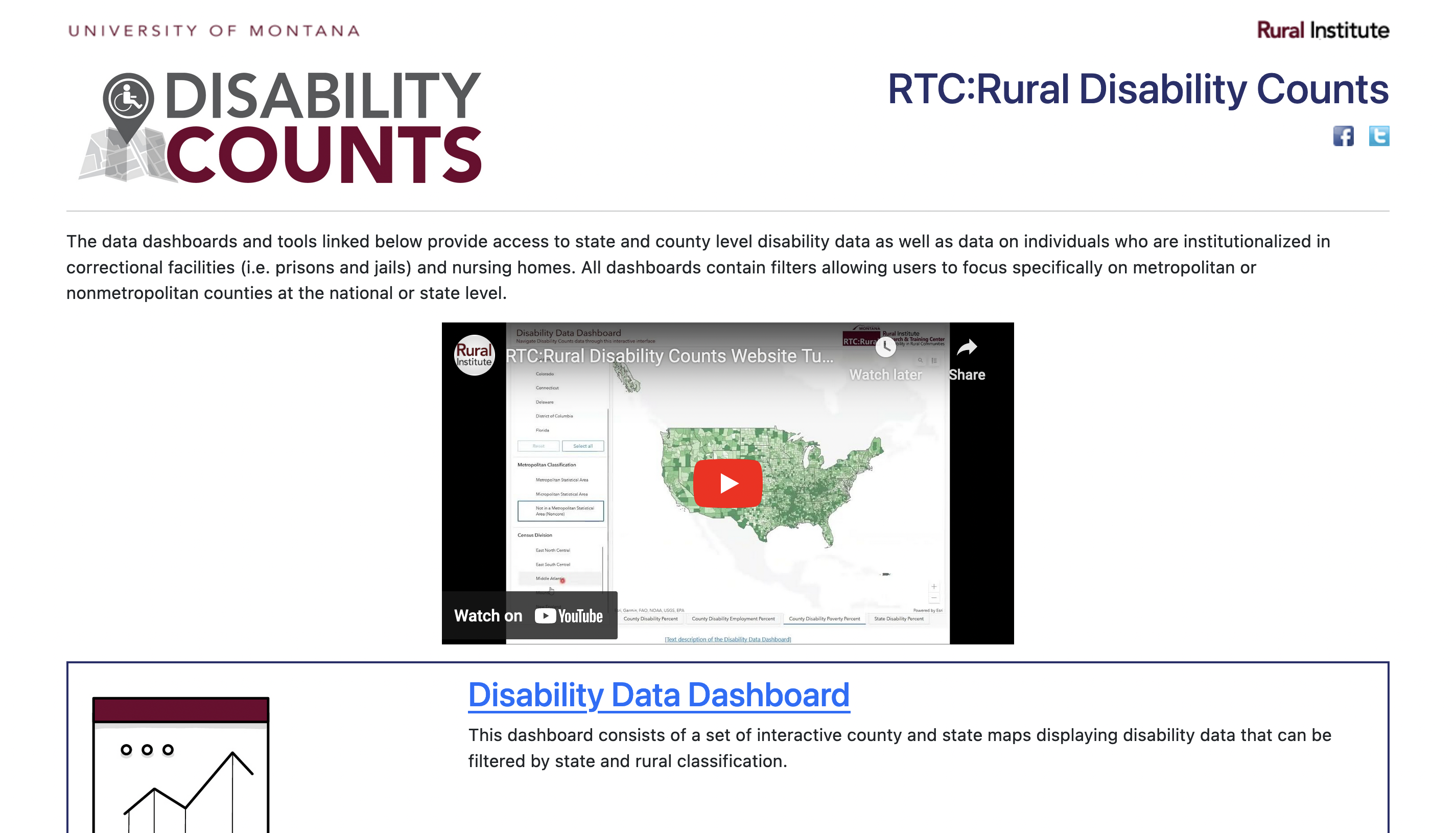 Screenshot of Disability Counts website