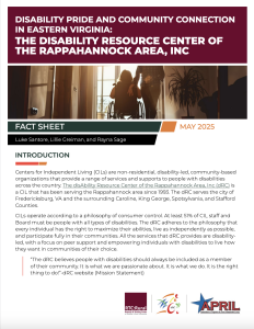 Screenshot of Disability Pride and Community Connection in Eastern Virginia: This Disability Resource Center of Rappahannock Area, Inc. cover page