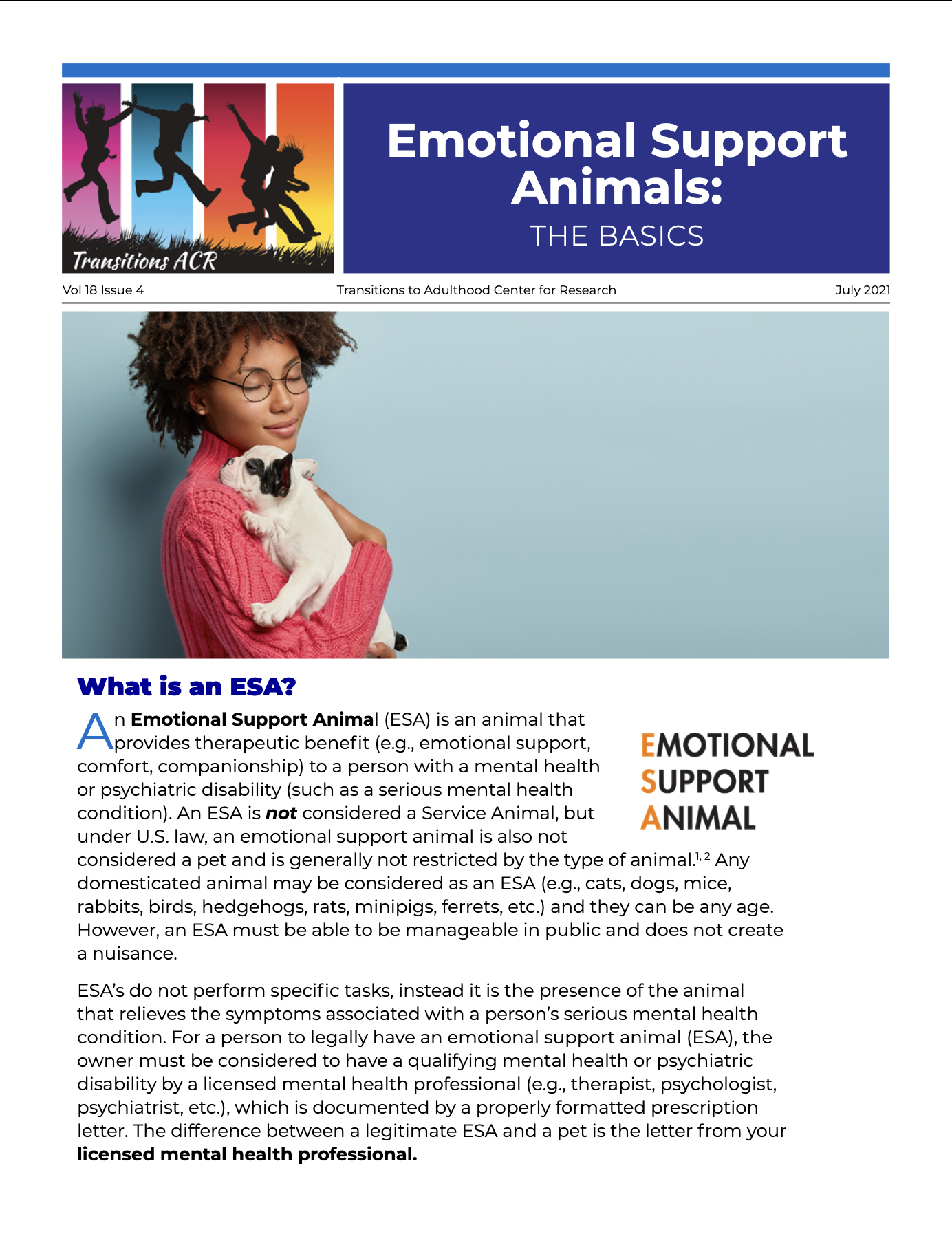 Screenshot of Emotional Support Animals: The Basics PDF