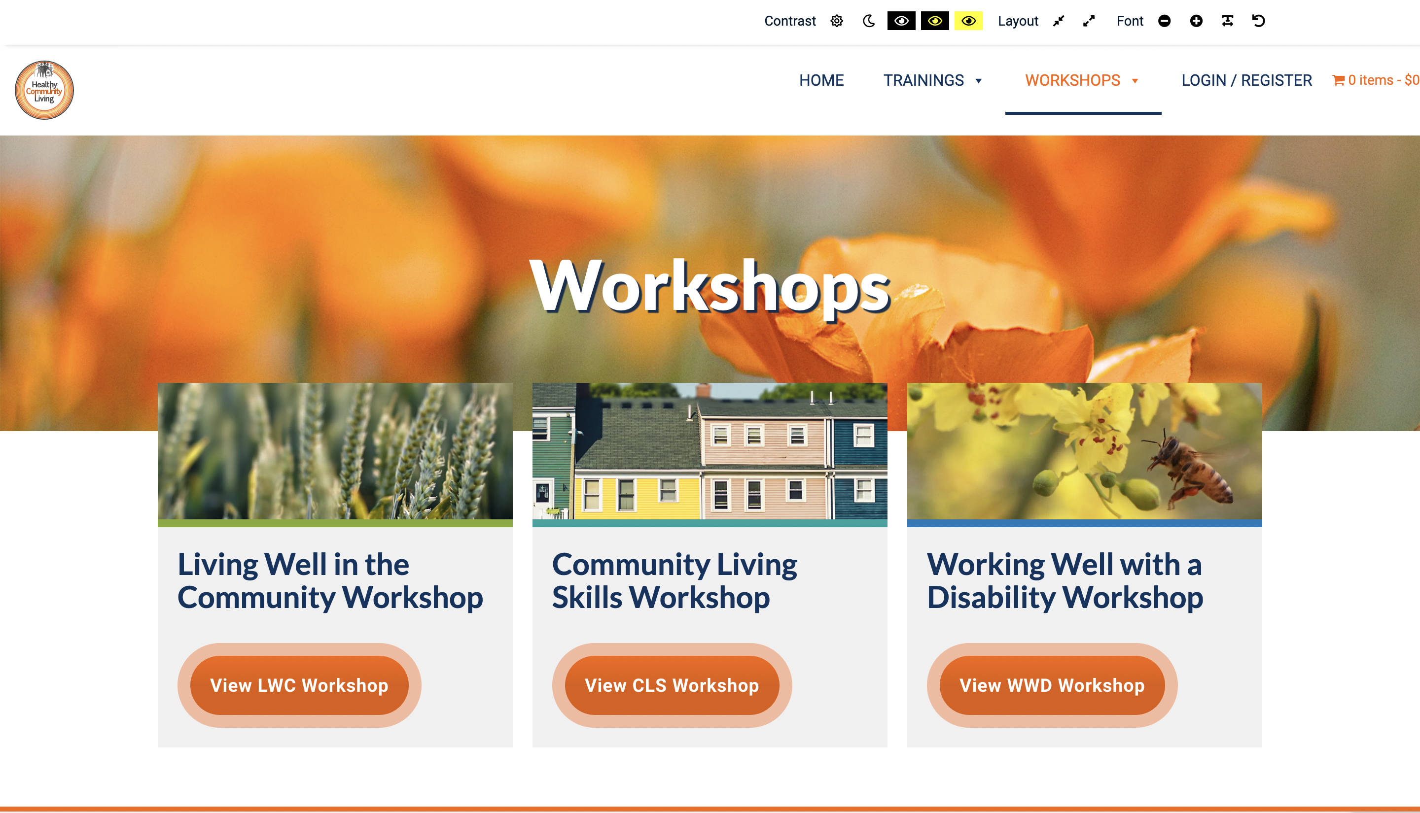 Screenshot of Healthy Community Living Website