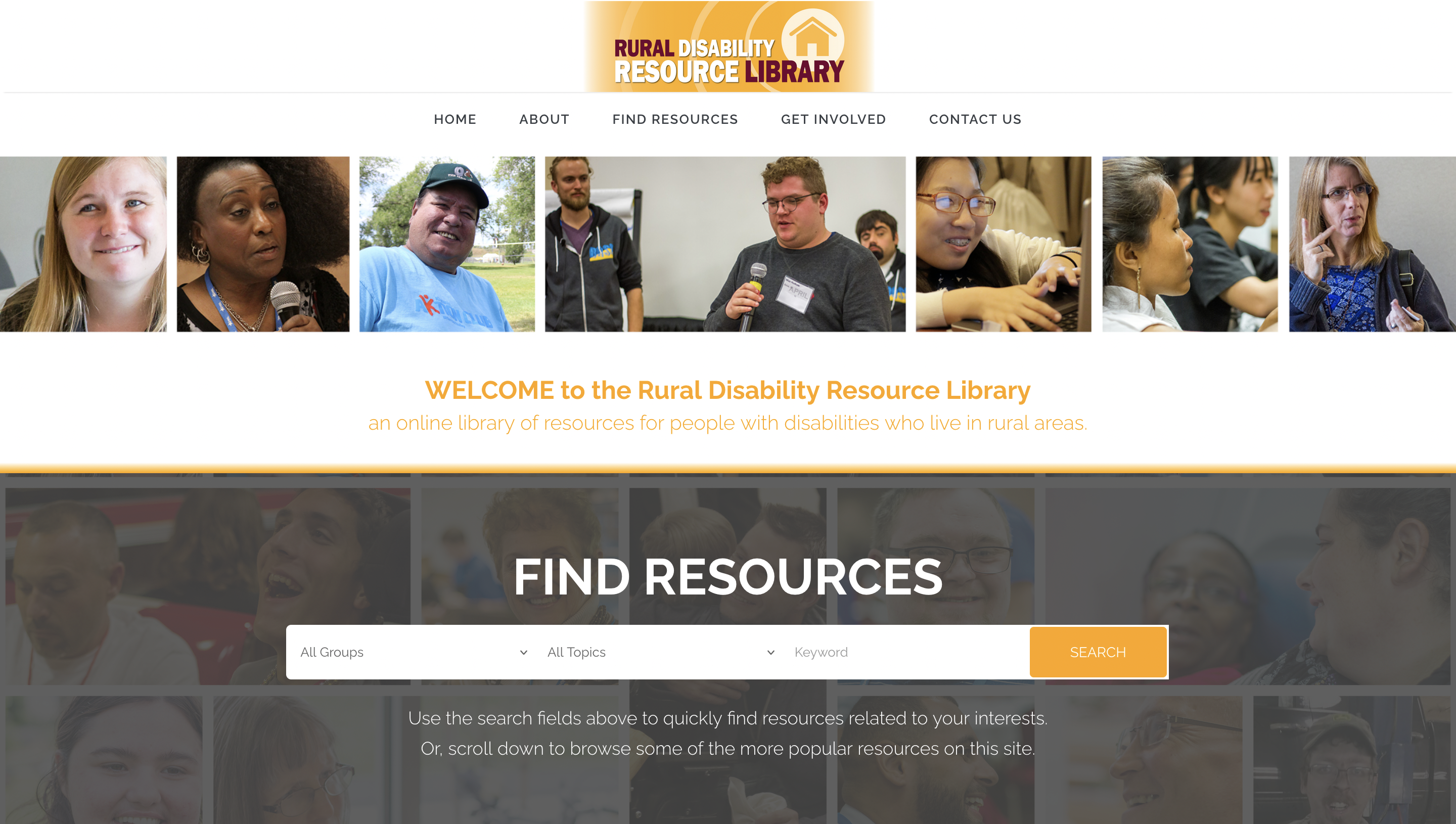 Screenshot of Rural Disability Resource Library website