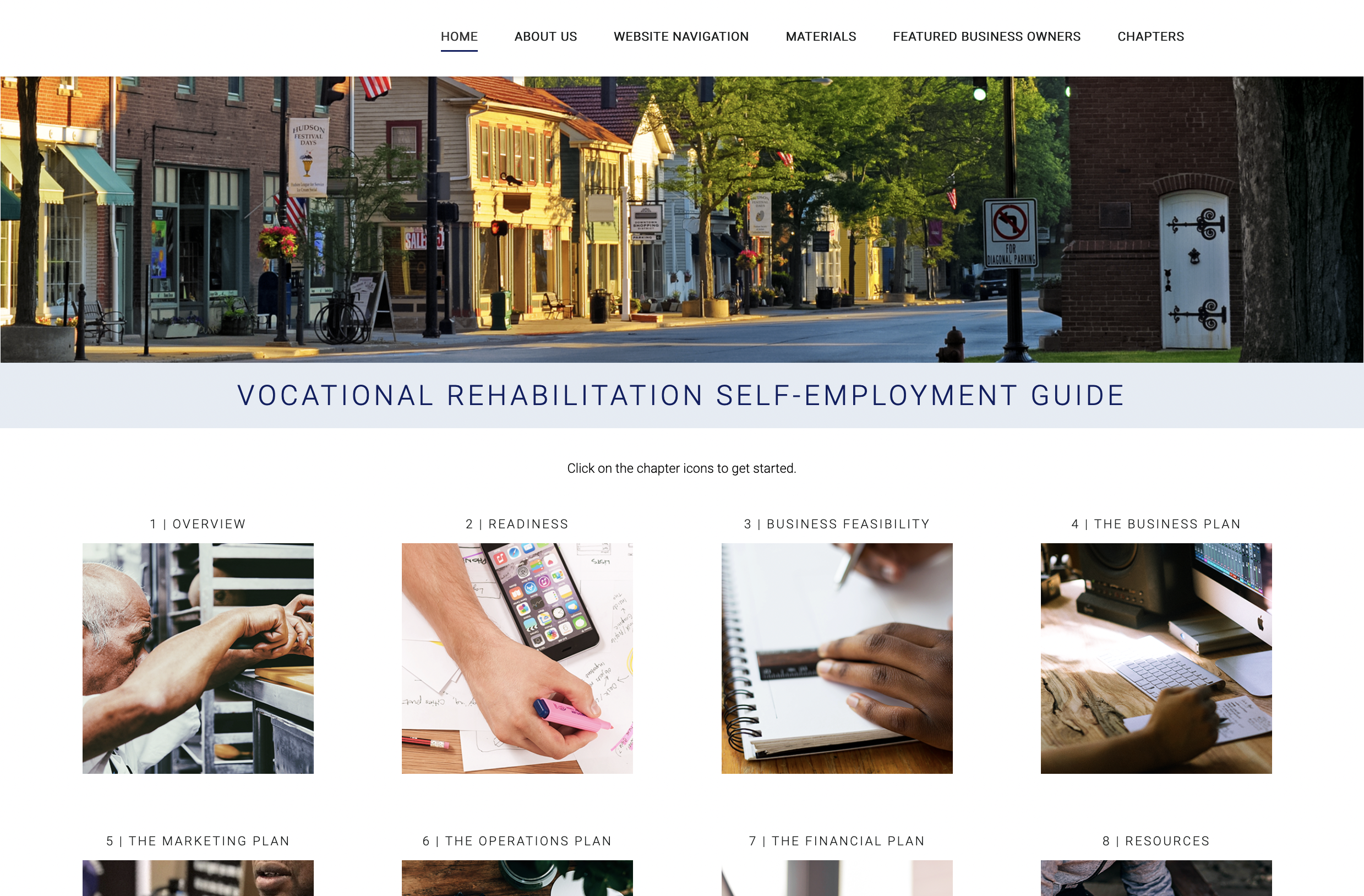 Screenshot of Vocational Rehabilitation Self-Employment Guide website